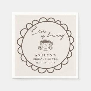 Handgezeichnete Kaffeethemen-Hochzeitsdusche Servi Serviette