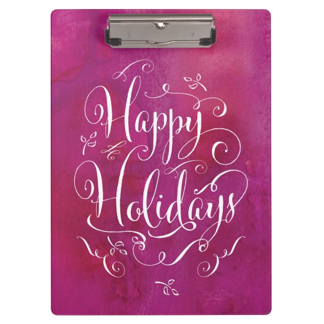 Handgezeichnete Kalligraphie Aquarellfarben Xmas-Z Klemmbrett (Vorderseite)