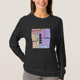 Handgezeichnete Karte von Benin, Namen des Nachbar T-Shirt