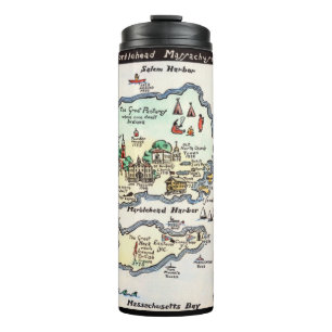 Handgezeichnete Karte von Marblehead, Massachusett Thermosbecher