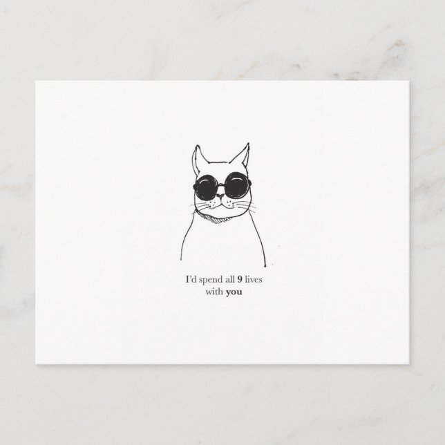 Handgezeichnete Katzenromantikkarte Postkarte (Vorderseite)