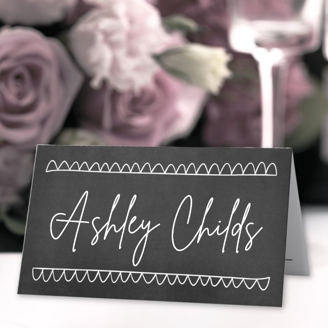 Handgezeichnete Khalkboard Whimsical Name Hochzeit Platzkarte (Hand Drawn Chalkboard Whimsical Name Wedding Place Card)