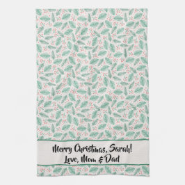 Handgezeichnete Kiefernzweige Rot Geschirrtuch