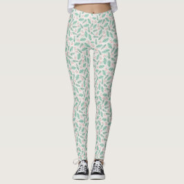 Handgezeichnete Kiefernzweige Rot Leggings