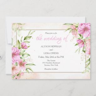 Handgezeichnete Kirschblüten Hochzeitseinladung Ankündigung