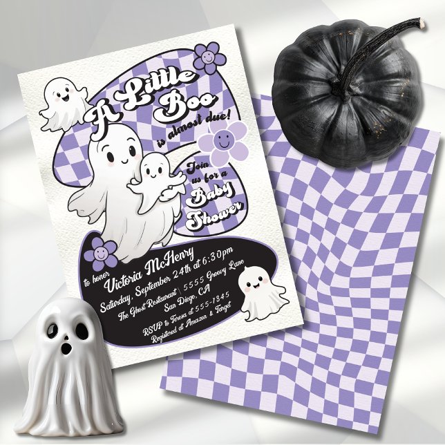 Handgezeichnete kleine Boo Ghost Halloween Babydus Einladung (Von Creator hochgeladen)