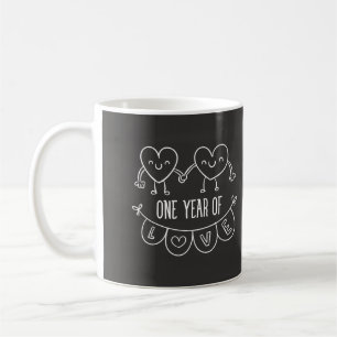 Handgezeichnete Kopfplatte 1. Jubiläum Tasse