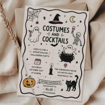 Handgezeichnete Kostüme und Cocktails Halloween-Pa