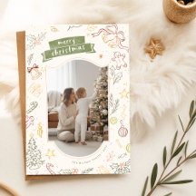 Handgezeichnete Kritzel-Familien-Kind-Foto-Weihnac