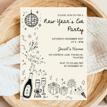 Handgezeichnete Kritzelei Prost Silvesterparty
