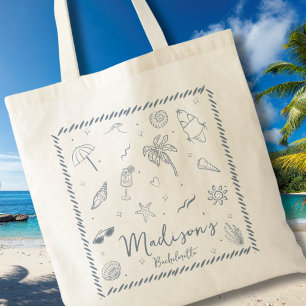 Handgezeichnete Kritzeleien Küsten-Seil Rahmen Jun Tragetasche