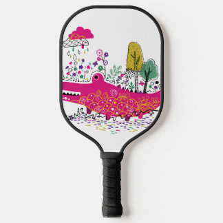 Handgezeichnete Krokodil-Wild-Art Pickleball Schläger