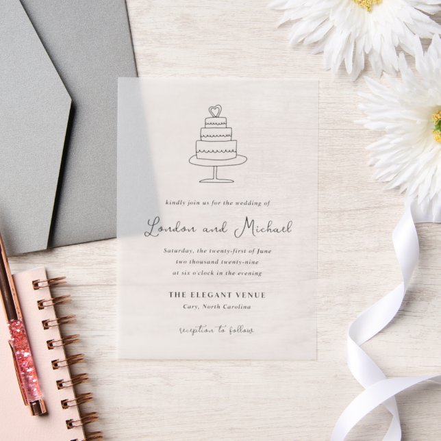 Handgezeichnete Kuchen Doodle Moderne Hochzeit (Hochzeit)