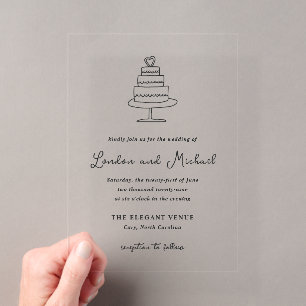Handgezeichnete Kuchen Doodle Moderne Hochzeit Acryleinladungen