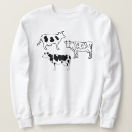 Handgezeichnete Kühe Bauer Doodles Schwarz und Wei Sweatshirt