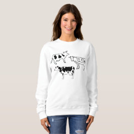 Handgezeichnete Kühe Bauer Doodles Schwarz/Weiß Sweatshirt