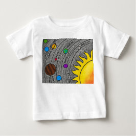 Handgezeichnete Kunst des Sonnensystems – Buntes W Baby T-shirt