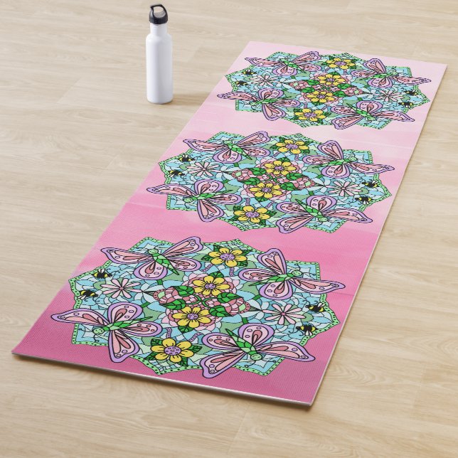 Handgezeichnete Kunstschmetterling Mandala Lila fa Yogamatte (Beispiel)
