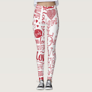 Handgezeichnete Liebesdoodles, charmanter Muster. Leggings