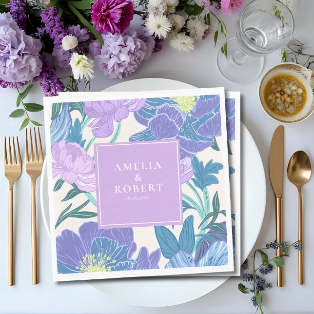 Handgezeichnete Lilac- und Lila Pastellblütenhochz Serviette (Von Creator hochgeladen)