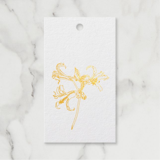 Handgezeichnete Linie blühende Lilienblüte Blume. Geschenkanhänger (Vorderseite)