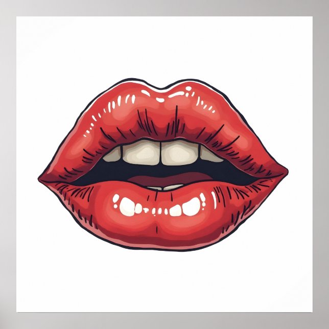 Handgezeichnete Lippen Poster (Vorne)