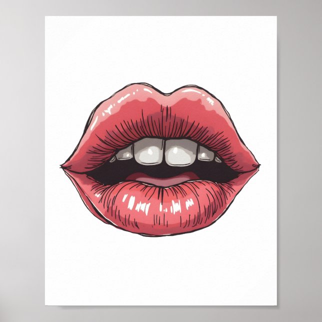 Handgezeichnete Lippen Poster (Vorne)