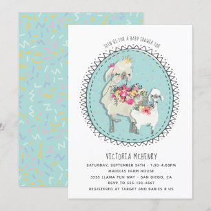 Handgezeichnete Llama Mamma Kinderdusche Einladung