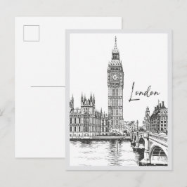 Handgezeichnete Londoner Straßenszene Landmarke Postkarte