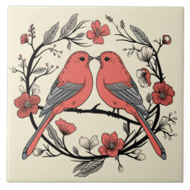 Handgezeichnete Lovebirds Decorative Keramik Tile Fliese