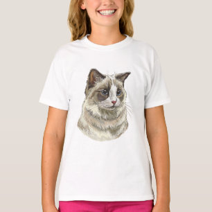 Handgezeichnete Luffy Ragdoll-Katze T-Shirt