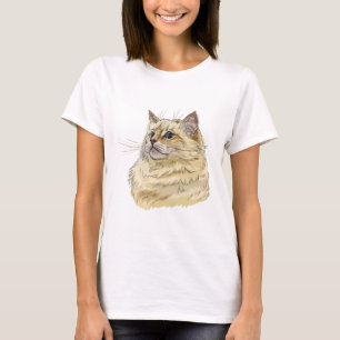 Handgezeichnete lustige flauschige Ragdoll-Katze T-Shirt