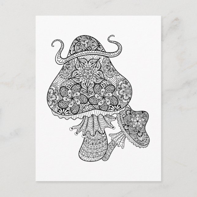 Handgezeichnete Magie Pilze Doodle Postkarte (Vorderseite)