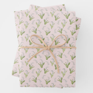 Handgezeichnete Maiglöckchen-Roséfarbe Frühling Geschenkpapier Set