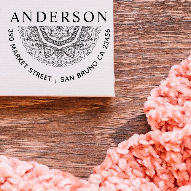 Handgezeichnete Mandala Familienname Runde Rücksen Permastempel (Von Creator hochgeladen)