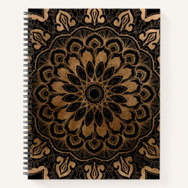 Handgezeichnete Mandala-Imitate Gold auf Schwarz Notizbuch