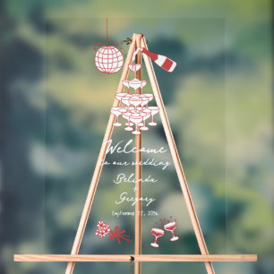 Handgezeichnete Maroon Illustrations Doodles Hochz Acrylschild