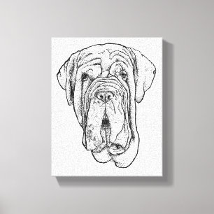 Handgezeichnete Mastiff-Porträt-Leinwandkunst Leinwanddruck