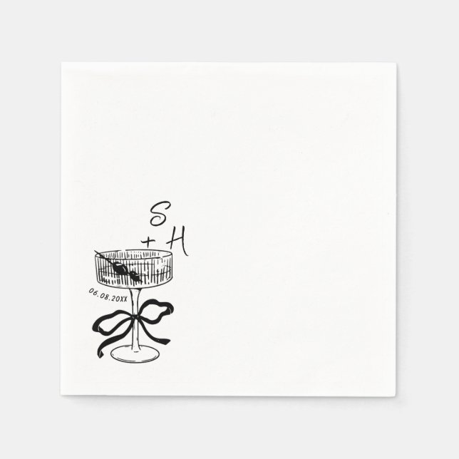 Handgezeichnete minimalistische Coquette Drinks Ho Serviette (Vorderseite)