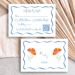 Handgezeichnete Mohn-Blumen-Hochzeits-RSVP-Karte RSVP Karte