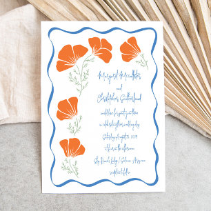 Handgezeichnete Mohnblumen-Hochzeitseinladung Einladung