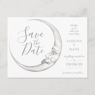 Handgezeichnete Mondsichel Save-the-Date-Postkarte Postkarte