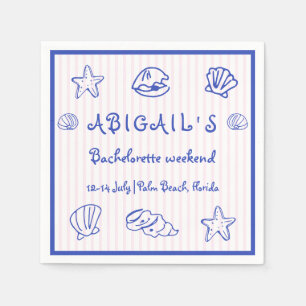 Handgezeichnete Muscheln Rosa Bachelorette Serviette