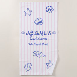 Handgezeichnete Muscheln Rosa Bachelorette Strandtuch