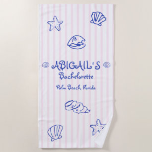 Handgezeichnete Muscheln Rosa Bachelorette Strandtuch