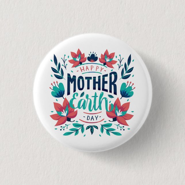 Handgezeichnete Mutter Erde Tag Design-23184 Button (Vorderseite)