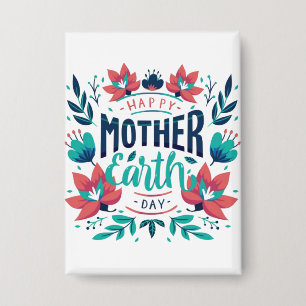 Handgezeichnete Mutter Erde Tag Design-23184 Button