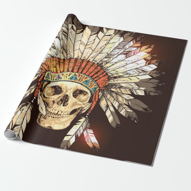 Handgezeichnete Native-Amerikanische Ureinwohner-H Geschenkpapier (Ungerollt)
