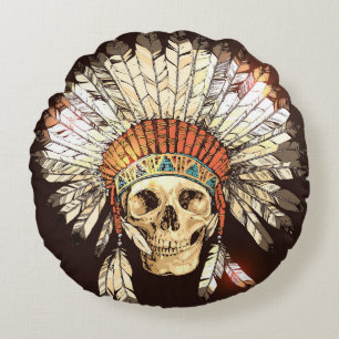 Handgezeichnete Native-Amerikanische Ureinwohner-H Rundes Kissen