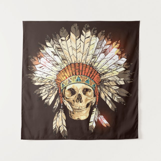 Handgezeichnete Native-Amerikanische Ureinwohner-H Wandteppich (Vorderseite)